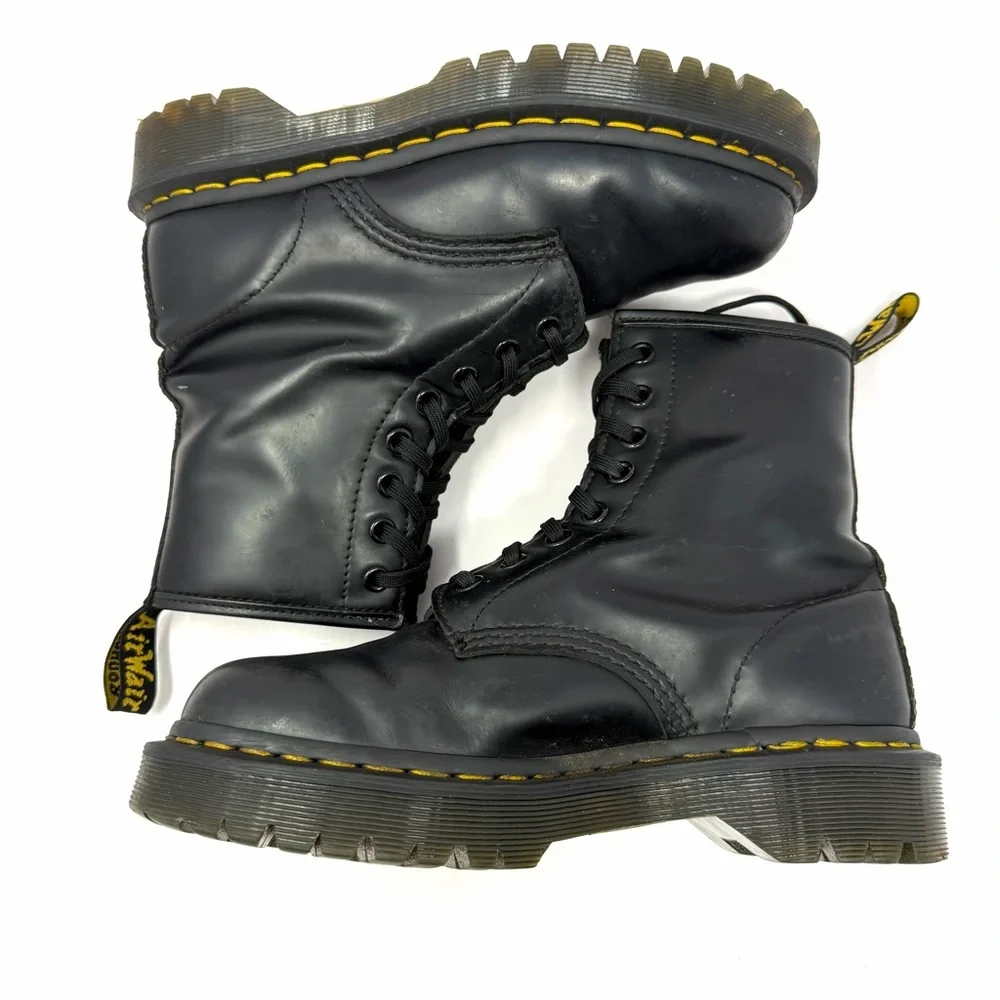 Dr. Doc Martens Women’s Bex 1460 Combat Boots Sz 7 Black Smooth Leather 25345 - Picture 4 of 10